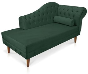 Divã Recamier Capitonê Mônaco 165 cm Suede Pés Chanfrado - D'Rossi - Verde