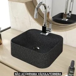 Cuba Pia Para Banheiro Quadrada 32cm Ágata C08 Preto Granit - Mpozenat