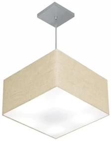 Lustre Pendente Quadrado Rustico Bege MJ-4020 Para Mesa de Jantar e Estar