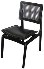 Cadeira Vênus Tela Sextavada Preta Assento Courino Preto com Estrutura Ebano - 64910 Sun House