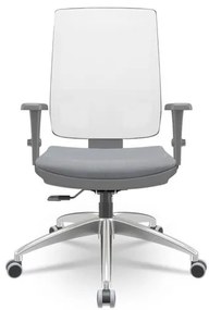 Cadeira Brizza Diretor Grafite Tela Branca Assento Poliester Cinza Base RelaxPlax Aluminio  - 66002 Sun House