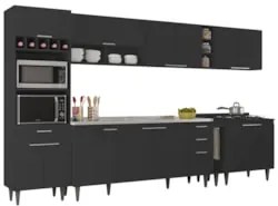 Armário de Cozinha CP07 Com Pia 180cm Pérola Z34 Preto - Mpozenat