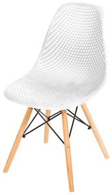 Cadeira Eames Furadinha cor Branca com Base Madeira - 50006 Sun House