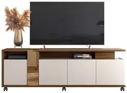 Rack Para Sala Bancada de TV 70 Pol 183cm New Cristal Off White/Noguei