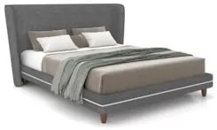 Cama Casal 140cm Com Cabeceira Many P02 Linho Cinza - Mpozenato