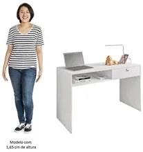 Mesa Home Office Notebook 120cm 1 Gaveta Luna Branco Trama - Móveis Le