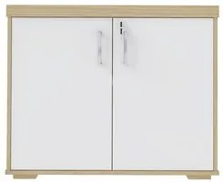 Balcão para Escritório 90cm 2 Portas Corp A06 Carvalho/Branco - Mpozen