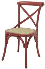 Cadeira Katrina Madeira Assento em Rattan cor Vermelho - 55475 Sun House