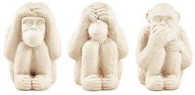 Conjunto de Esculturas Decorativas de Macacos de Cimento Off White - Gran Belo