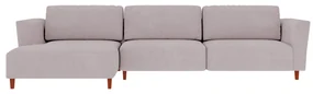 Sofá 350cm com Chaise Esquerda Franz Suede Rosê G52 - Gran Belo