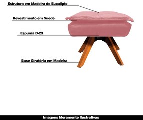 Puff Decorativo Base Giratória em Madeira Charger Suede Rosê G19 - Gran Belo