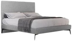 Cama Casal com Cabeceira 145cm Pés Metálicos Elisa S05 Linho Cinza - M