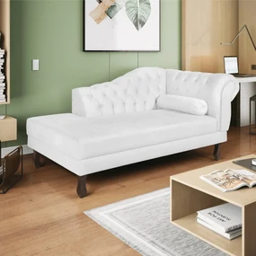 Recamier Diana 160cm Lado Esquerdo Suede Branco - ADJ Decor