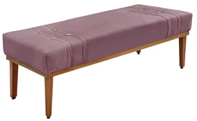 Divã Recamier Banco Base Madeira para Quarto Gênova 160cm Veludo Uva S04 - D'Rossi