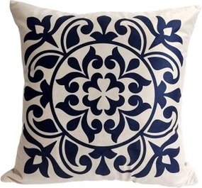 Capa de Almofada de Veludo Lotus Tons Azul 44x44cm - Adamascado - Com Enchimento