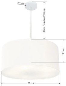 Pendente Cilíndrico Branco MJ-4100 Para Mesa de Jantar e Estar