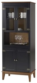 Cristaleira Malu 4 Portas cor Preto com Amendoa 180 cm - 62821 Sun House