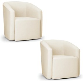 Poltrona Decorativa Base Giratória Kit 2 Stella Max Linho Bege D03 - D'Rossi