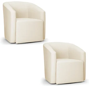 Poltrona Decorativa Base Giratória Kit 2 Stella Max Linho Bege D03 - D'Rossi
