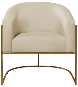 Poltrona Decorativa Sala de Estar Recepção Luiza Base de Ferro Dourado Suede - ADJ Decor