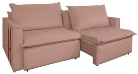 Sofá Retrátil Reclinável 4 Lugares 270 cm México Veludo Rosê K01 - D'Rossi