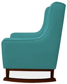 Poltrona Amamentação com Balanço Maju  Veludo - Azul Tiffany