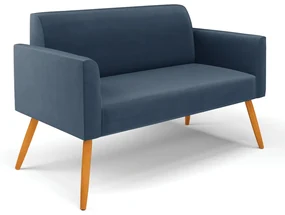 Sofá Namoradeira Pés Palito Castanho Marisa Suede D03 - D'Rossi - Azul Marinho
