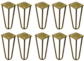 Kit 10 Pés de Metal 15 CM Hairpin Legs Mesas de Centro Puffs Dourado G41