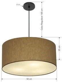 Lustre Pendente Cilíndrico Vivare Free Lux Md-4386 Cúpula em Tecido - 50X25