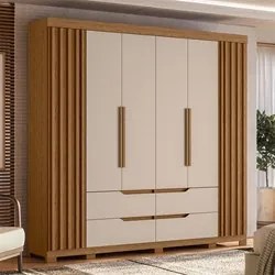 Guarda Roupa Casal 6 Portas 4 Gavetas 240cm Doble Jatobá/Fendi - Albat