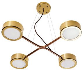 Pendente Spinner Ø60,5Cm 4Xpci Led 5W | Usina 16580/4 (DR-PV - Dourado Brilho Polido Verniz, 220V)