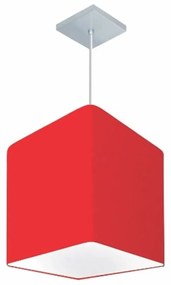 Lustre Pendente Quadrado Md-4051 Cúpula em Tecido 31/25x25cm Vermelho - Bivolt