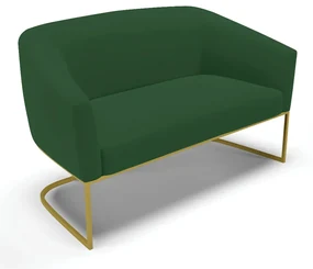 Sofá 2 Lugares Namoradeira Industrial Dourado Stella Veludo Verde D03 - D'Rossi