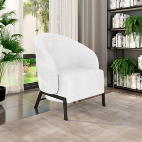 Kit 2 Poltronas Decorativa Sala de Estar Kenya Pés em Ferro Pu Preto/Branco G33 - Gran Belo