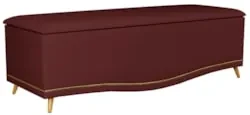 Calçadeira Baú King 195cm com Tachas Imperial J02 Veludo Bordô - Mpoze
