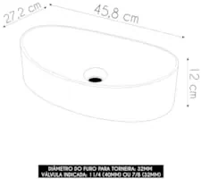 Cuba Pia Para Banheiro Oval Canoa 46cm Tânia C08 Preto Granit - Mpozen