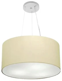 Lustre Pendente Cilíndrico Md-4185 Cúpula em Tecido 45x21cm Algodão Crú - Bivolt