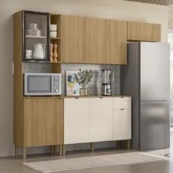 Cozinha Compacta Com Balcão 251cm Laura Plus Freijó/Soft Z06 - Mpozena