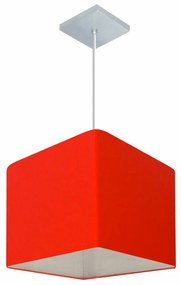 Lustre Pendente Quadrado Md-4058 Cúpula em Tecido 21/25x25cm Vermelho - Bivolt