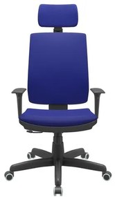 Cadeira Office Brizza Soft Aero Azul RelaxPlax Com Encosto Cabeça Base Standard 126cm - 63491 Sun House