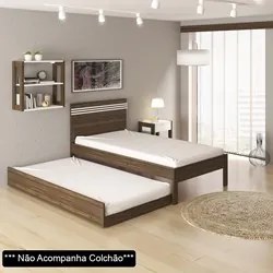 Cama Auxiliar Solteiro CM8008 Nogal - Tecno Mobili