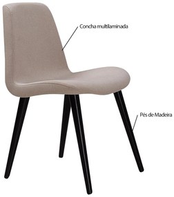 Kit 5 Cadeiras Decorativa Sala de Jantar Pés de Madeira Meyer Linho Bege G17 - Gran Belo