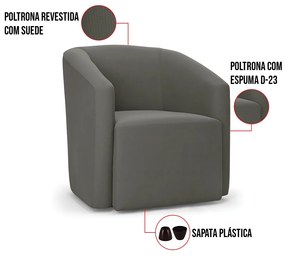 Poltrona Decorativa Orgânica Kit 2 Stella Max Suede Grafite D03 - D'Rossi