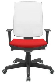 Cadeira Office Brizza Tela Branca Assento Aero Vermelho Autocompensador Base Standard 120cm - 63727 Sun House