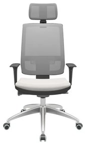 Cadeira Office Brizza Tela Cinza Com Encosto Assento Facto Dunas Branco Autocompensador 126cm - 63201 Sun House