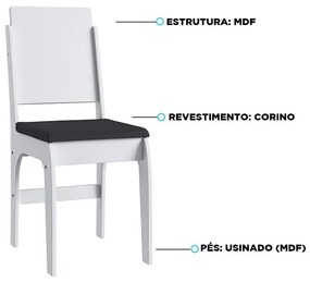 Conjunto 2 Cadeiras Em Mdf Com Tecido Corino 916 003- Branco