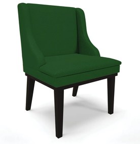 Cadeira de Jantar Liz Veludo Luxo Base Fixa Madeira Preto - D'Rossi - A136 Verde