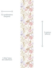 Papel de Parede Floral sutil 0.52m x 3.00m