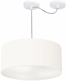 Lustre Pendente Cilíndrico Com Desvio De Centro Md-4151 Cúpula em Tecido 50x25cm Branco - Bivolt