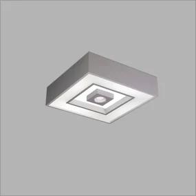 Plafon De Sobrepor Quadrado Focus C/ 01 Box 45X45X12Cm 4L E27 / 1L Gu1... (CB-M - Cobre Metálico)